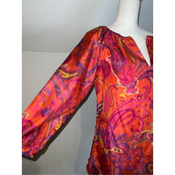 Ralph Lauren 100% Silk Paisley SemiSheer Tunic Top Small - Picture 9 of 11